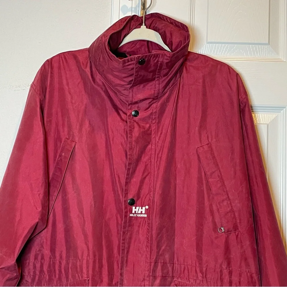 Vintage Helly Hansen Twin Sails Burgundy Gore-Tex Windbreaker Hooded Jacket Sz M